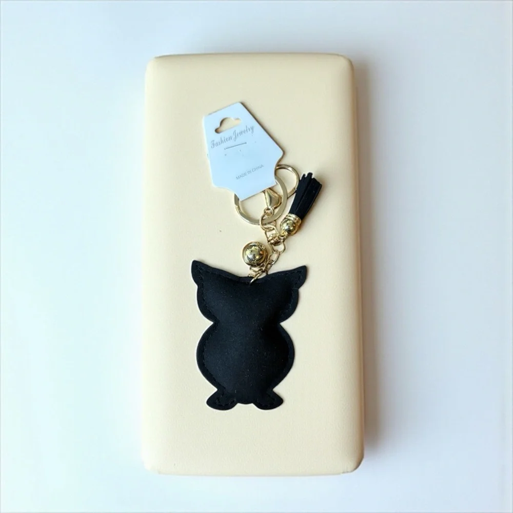 Fashion Jewelry Sparkling Silver and Black Owl Key Holder